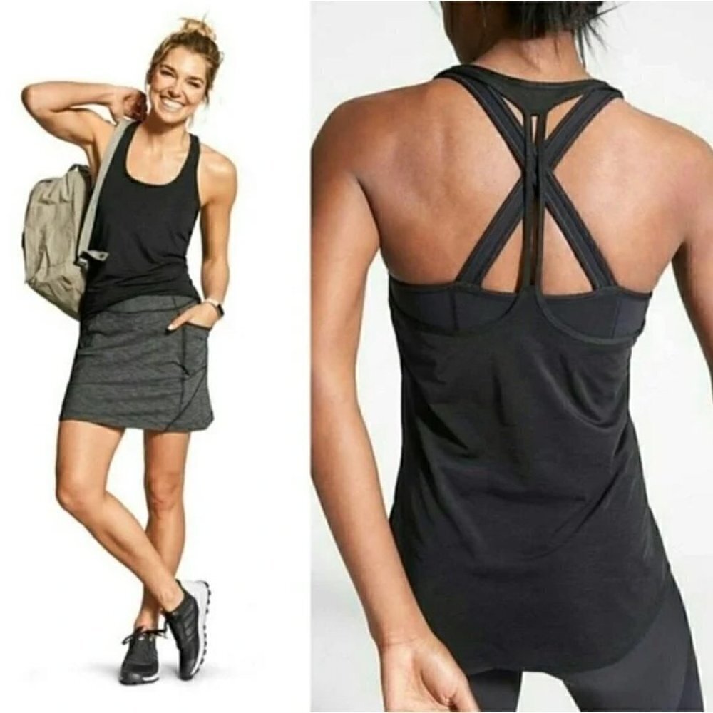 Athleta‎ Black Box Jump 2 in 1 Bra & Tank Athletic Top XS